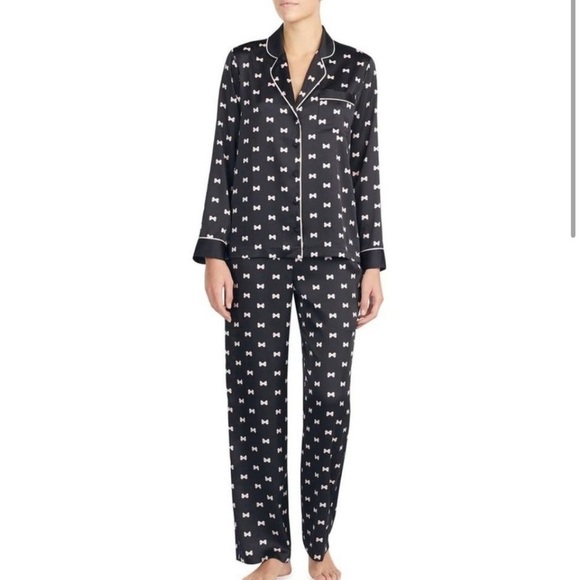 kate spade Other - Kate Spade Bow Croquette Pajamas Size Medium Pink and Black